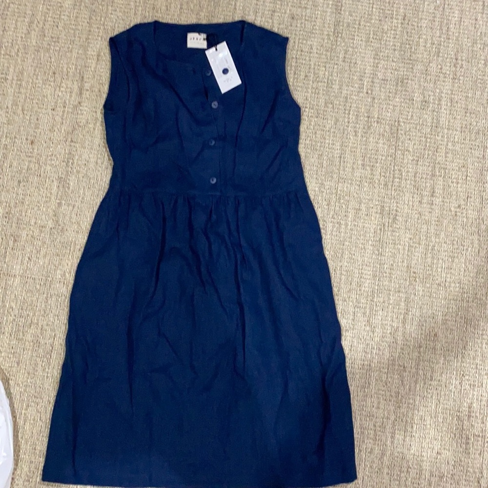 Linen Navy Dress